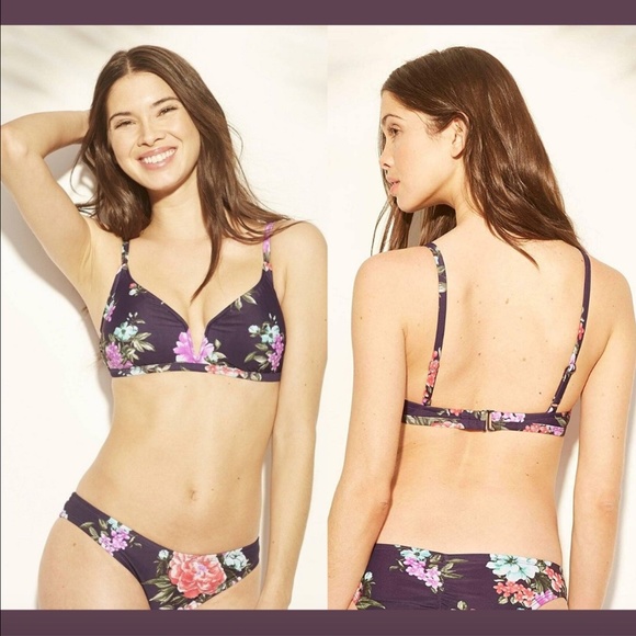 Shade & Shore Other - NWD‎ $20 Shade & Shore V Wire Floral Bralette Bikini Top [ SZ Medium ] #3288